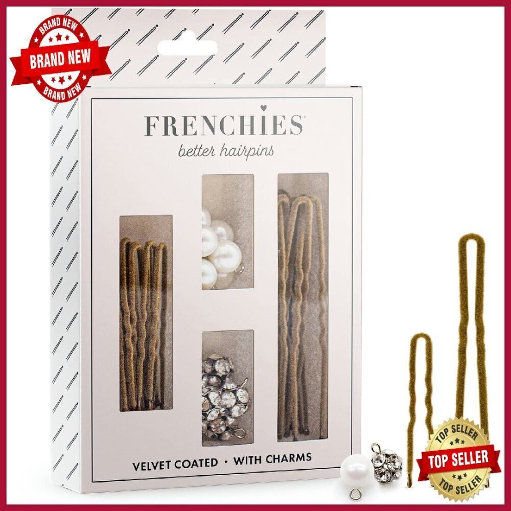 Velvet Coated French Hair Pins with Pearls & Crystals, 20 Count